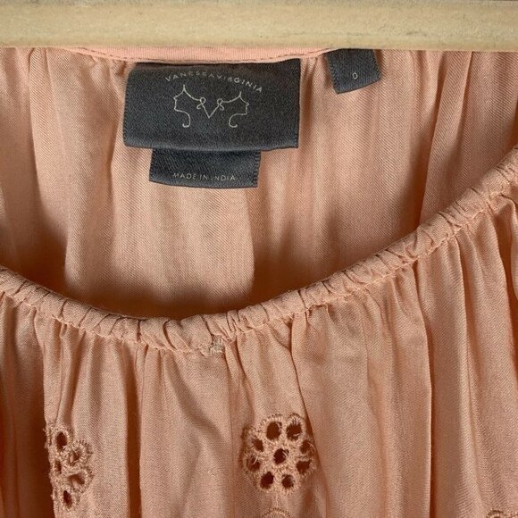 Vanessa Virginia Anthropologie Women's 0 Pink Eyelet Sleeveless Tank Top Blouse - Picture 2 of 6